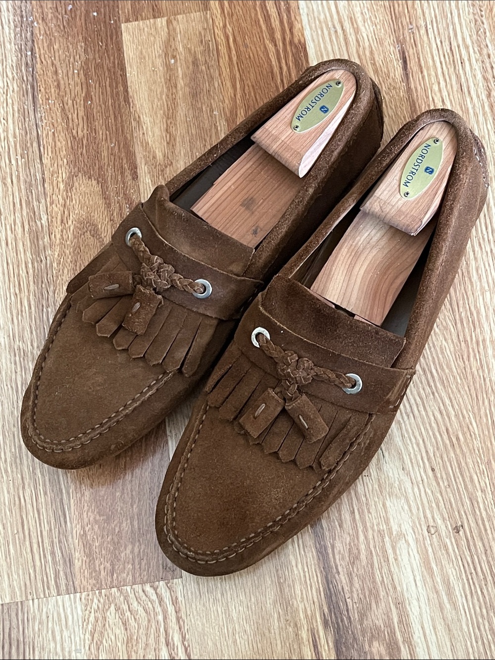 Jimmy Choo Chocolate Brown Driver’s Loafers Slip OnTassels Mens EU 44 Shoes 11